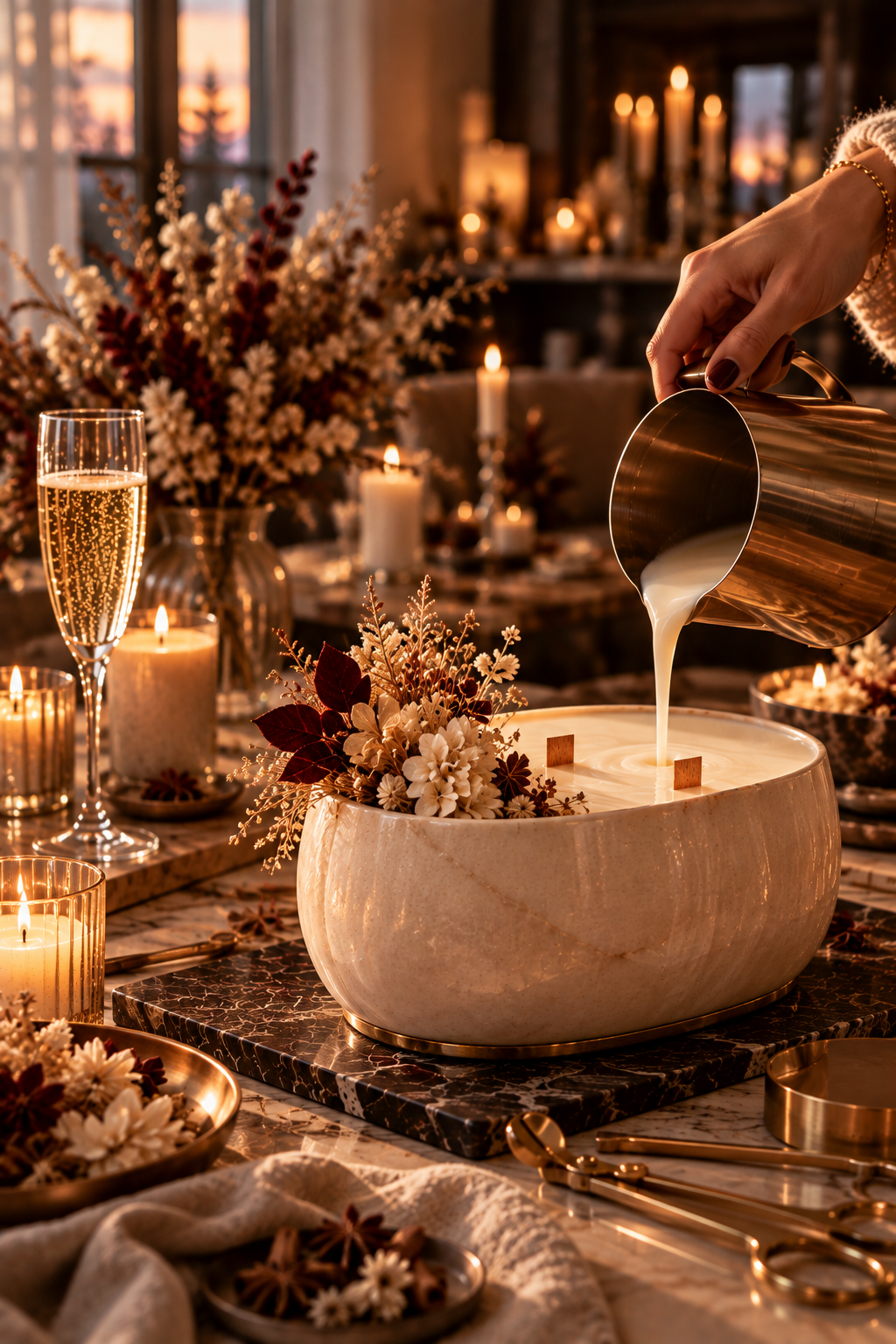 Botanical Winter Candle Pouring – The Premium Escape